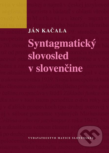 Syntagmatický slovosled v slovenčine - Ján Kačala - obrázek 1