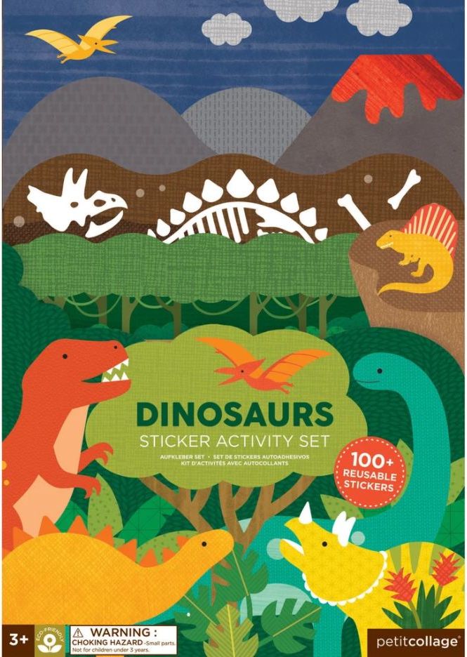 Petitcollage Znovupoužitelné samolepky se scénou Dinosauři - obrázek 1