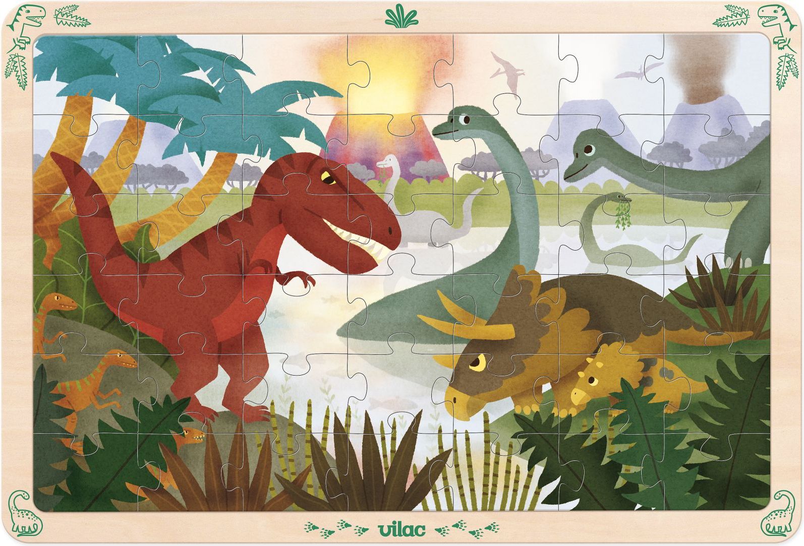 Vilac Dřevěné puzzle dinosauři 42 dílků - obrázek 1