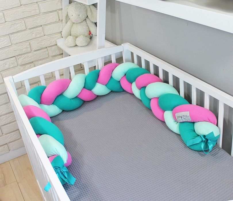 Baby Nellys  Mantinel pletený cop cca 200x18cm, -  zelená, mátová, růžová - obrázek 2