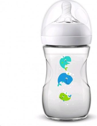 Kojenecká láhev Avent Natural 260 ml bílá velryba, Bílá - obrázek 1