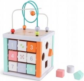 Eco toys Edukační dřevěná kostka s labyrintem 5v1