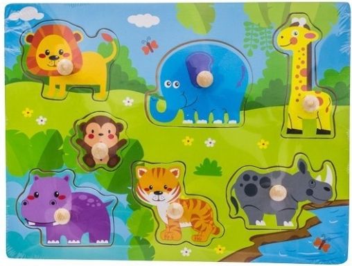 Dřevěné zábavné puzzle vkládací Euro Baby - Safari - obrázek 1