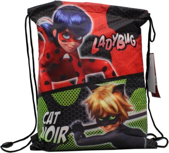 Setino · Sáček na přezůvky / vak na záda Kouzelná beruška a Černý kocour - Ladybug & Cat Noir - 41 x 34,5 cm - obrázek 1