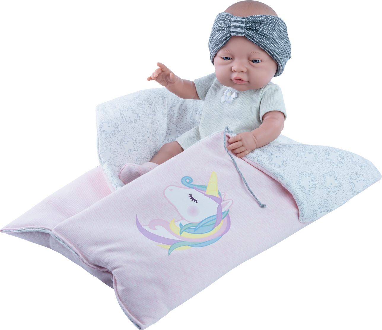 Realistické miminko - holčička Rozárka v pytli s jednorožcem - obrázek 1
