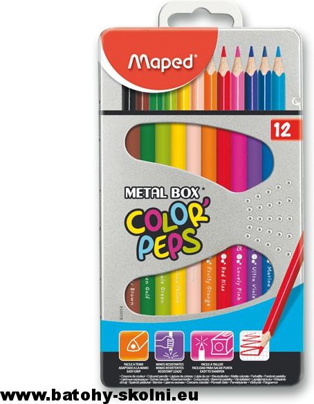 Školní pastelky Maped metal Box 12 ks barev - obrázek 1