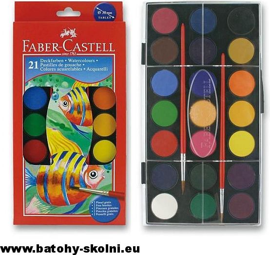 Vodové barvy Faber Castell - 21 barev 30 mm - obrázek 1