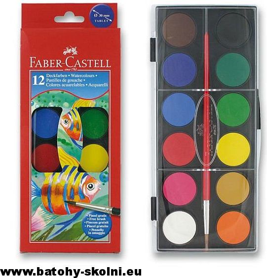Vodové barvy velké Faber Castell - 12 barev 30 mm - obrázek 1