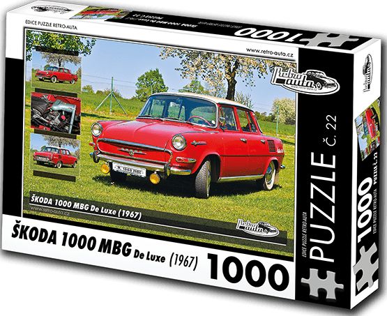 RETRO-AUTA© Puzzle č. 22 - ŠKODA 1000 MBG De Luxe (1967) 1000 dílků - obrázek 1