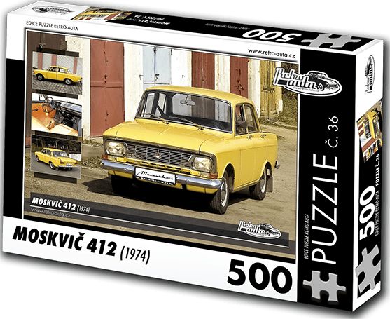 RETRO-AUTA© Puzzle č. 36 - MOSKVIČ 412 (1974) 500 dílků - obrázek 1