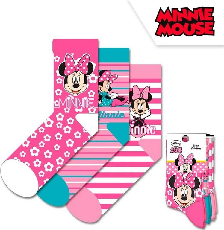 EUROSWAN 3 Pack Dětské ponožky Minnie Bavlna vel. 27-30 - obrázek 1