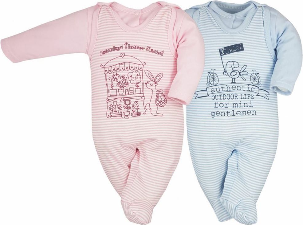 Kojenecká soupravička Bobas Fashion Městečko růžová - 62 (3-6m) - obrázek 3