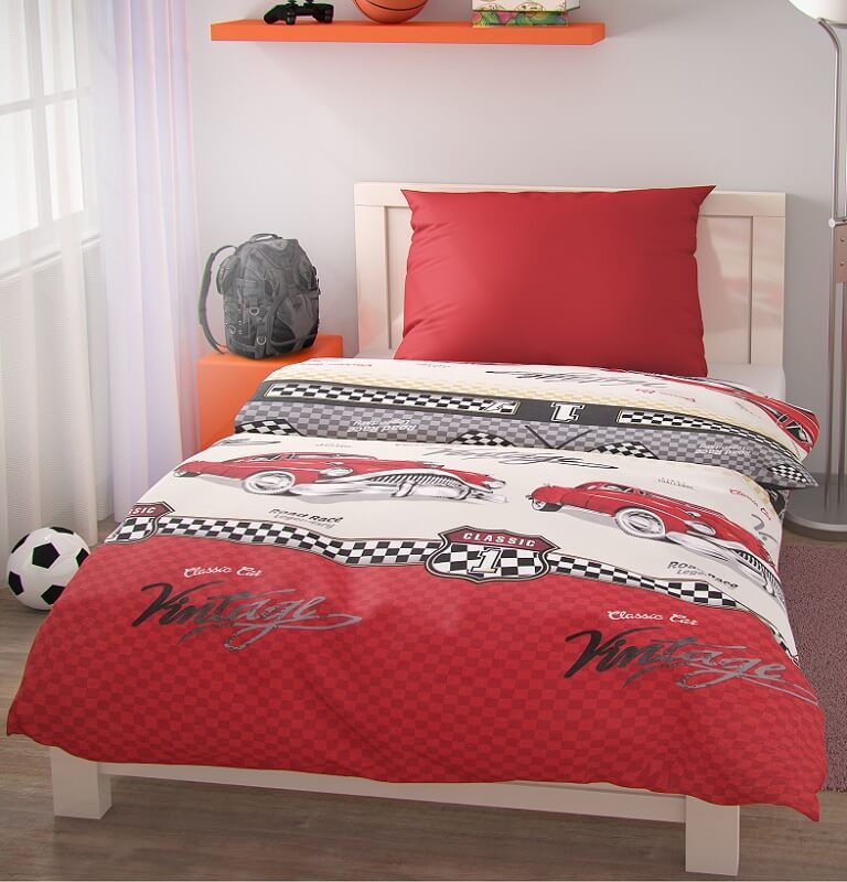 Kvalitex Povlečení bavlna Classic vintage auta 140x200, 70x90 - obrázek 1
