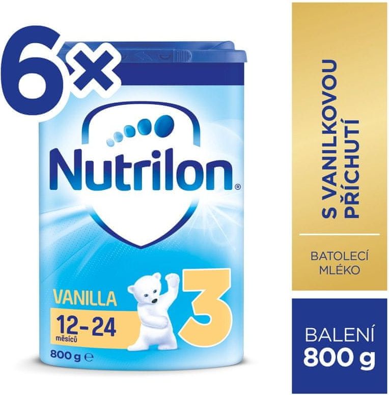 Nutrilon 3 Vanilla batolecí mléko 6x 800 g, 12+ - obrázek 1