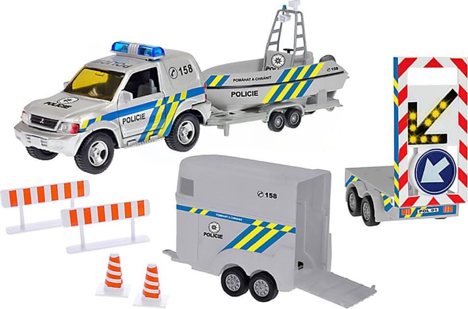 Mikro hračky Policejní auto 13cm s přívěsem+2 vozíky - obrázek 1