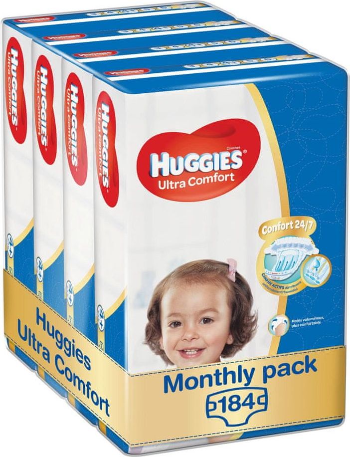 Huggies Ultra Comfort 4+ Jumbo (10-16 kg) měsíční balení - 184 ks (4x46 ks) - obrázek 1