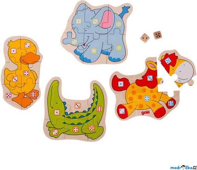 Společenská hra - Kostková hra puzzle zvířátka (Goki) - obrázek 1