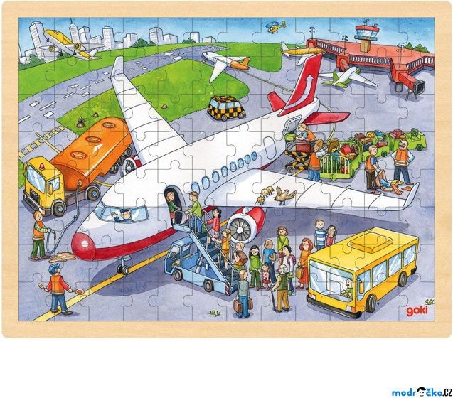 Puzzle na desce - Velké A3, Letiště, 96ks (Goki) - obrázek 1