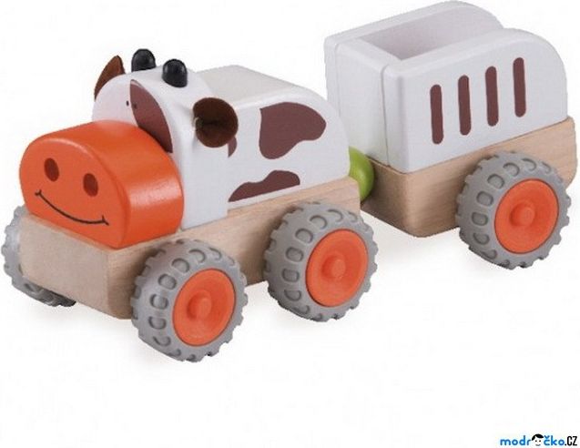 Auto - Miniworld, Traktor kravička dřevěný (Wonderworld) - obrázek 1