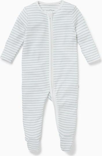 Mori Zip-Up dupačky z organické bavlny a bambusu pruhované Velikost: NB - obrázek 2