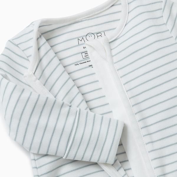 Mori Zip-Up dupačky z organické bavlny a bambusu pruhované Velikost: NB - obrázek 5