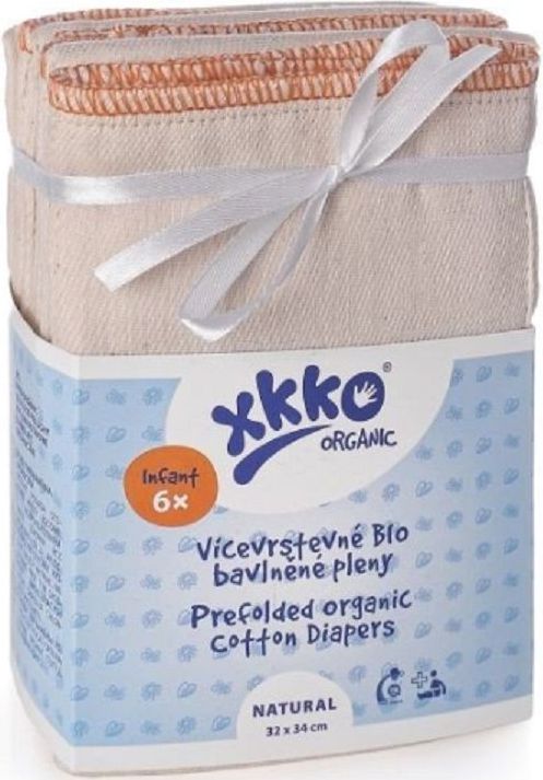 KIKKO Vícevrstvé skládané pleny natural infant od 2. m 6 ks - obrázek 1