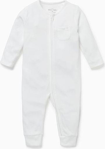 Mori Zip-Up dupačky z organické bavlny a bambusu bílé Velikost: 9 - 12 m - obrázek 3