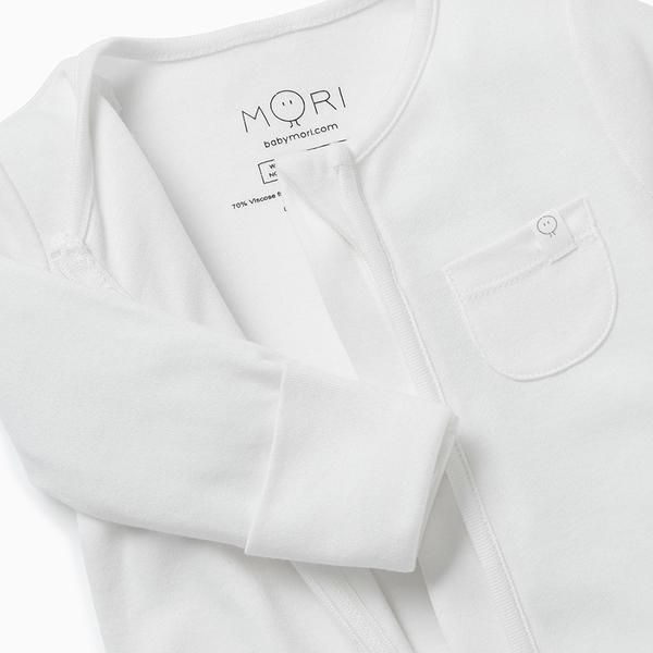 Mori Zip-Up dupačky z organické bavlny a bambusu bílé Velikost: 9 - 12 m - obrázek 4