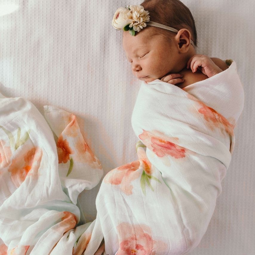 Snuggle Hunny Kids Organická mušelinová zavinovací plena sorbet bloom - obrázek 1