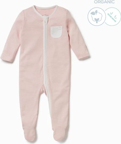 Mori Zip-Up dupačky z organické bavlny a bambusu růžové Velikost: 3 - 6 m - obrázek 1