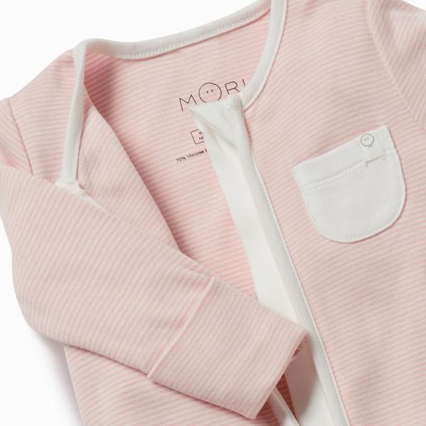 Mori Zip-Up dupačky z organické bavlny a bambusu růžové Velikost: 3 - 6 m - obrázek 2