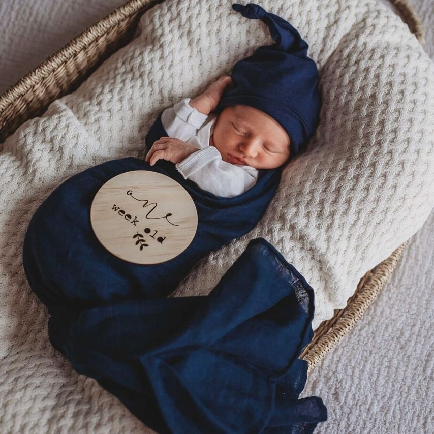 Snuggle Hunny Kids Organická mušelinová zavinovací plena navy - obrázek 4
