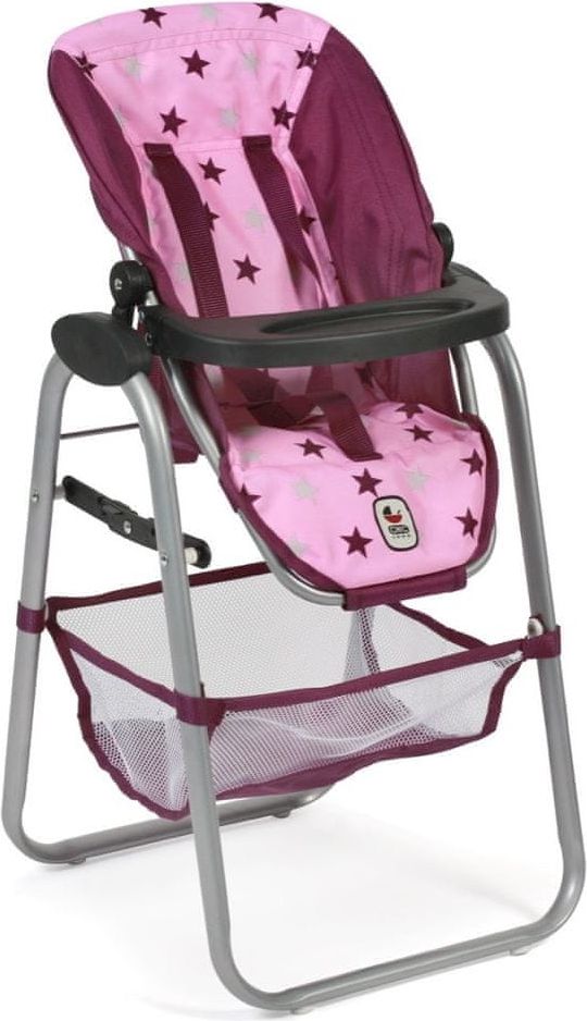 Bayer Chic Jídelní židlička pro panenku růžovo-vínová hvězdička - obrázek 1