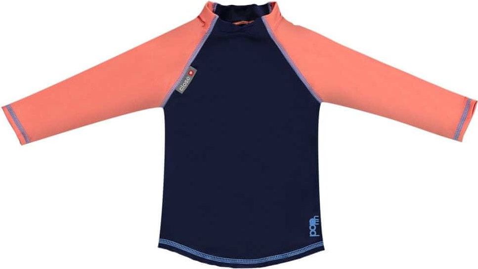 Pop-in dětské UV tričko s dlouhými rukávy 98 tmavě modrá/oranžová - obrázek 1