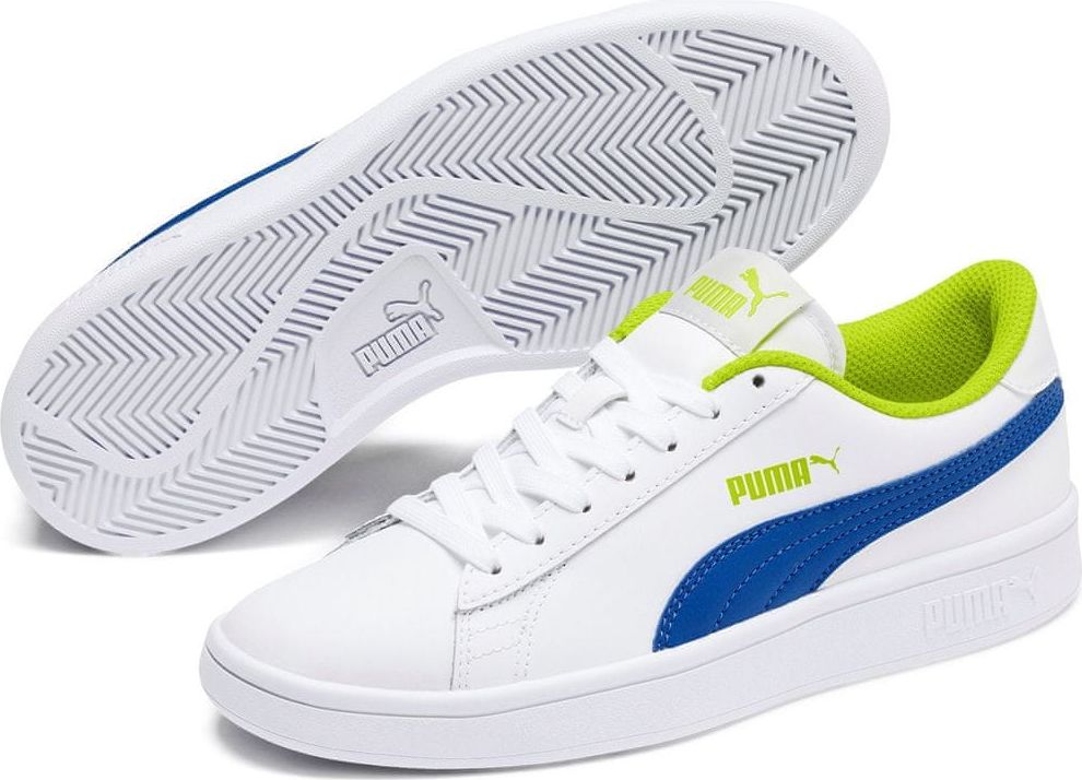 Puma Smash v2 L Jr White-Galaxy Blue-Limepunch 39 - obrázek 1