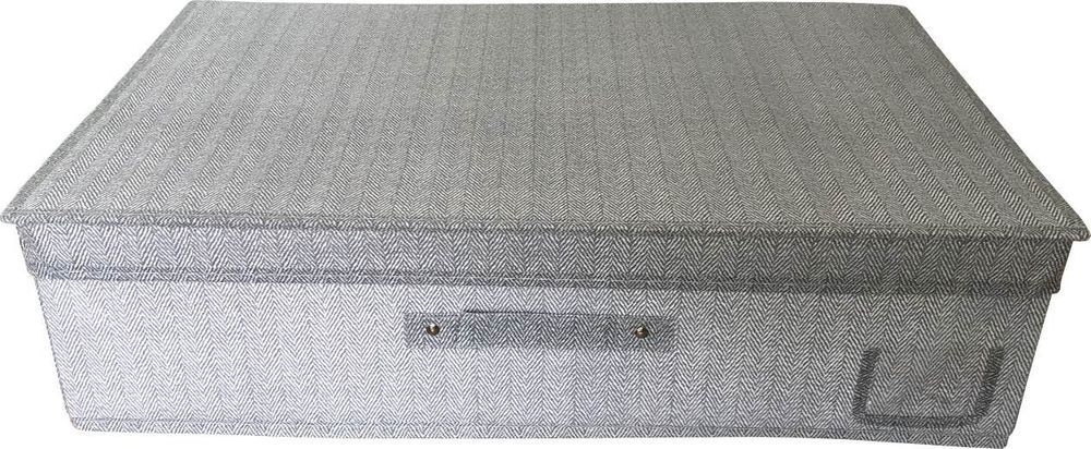DUE ESSE Textilní úložný box 60 x 40 x 16 cm, šedý rybinový vzor - obrázek 1