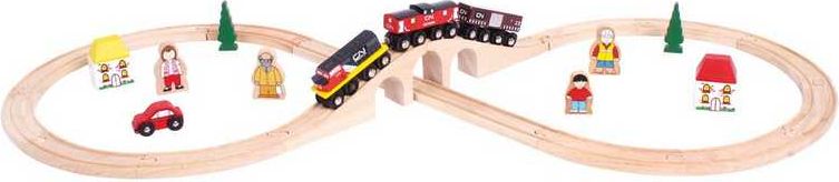 Bigjigs Rail Dřevěná vláčkodráha osmička s CN vlakem - obrázek 1