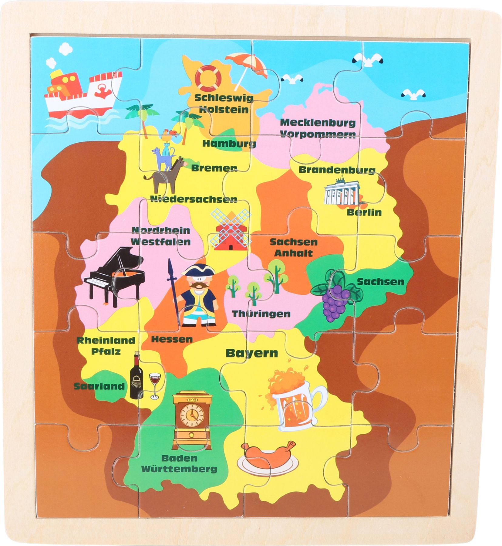 Small Foot Dřevěné puzzle mapa Německa - obrázek 1