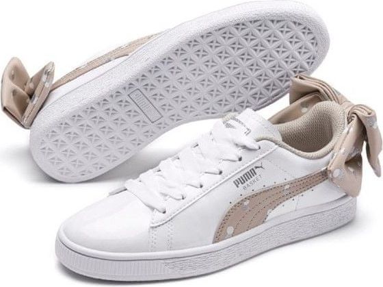 Puma Basket Bow Dots Jr Puma White-Silver Gray 39 bílá - obrázek 1