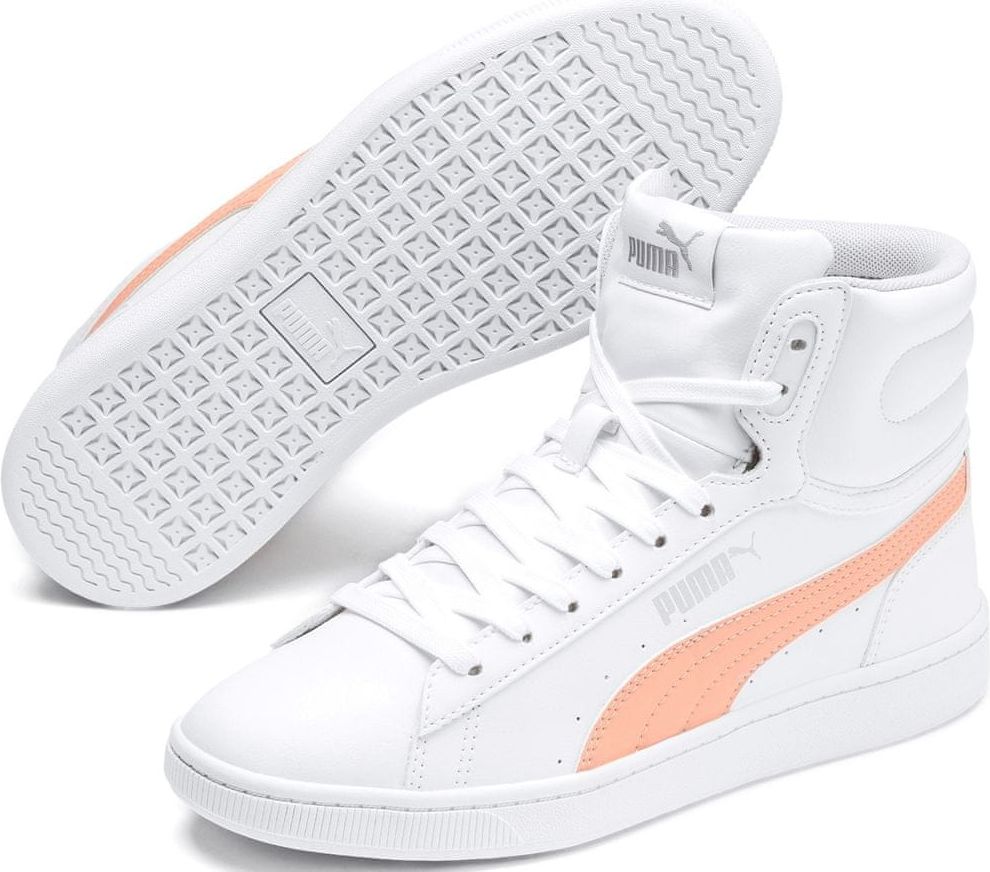 Puma Vikky v2 Mid SL Jr White-Peach Parfait-Silver-Gray Violet 39 - obrázek 1