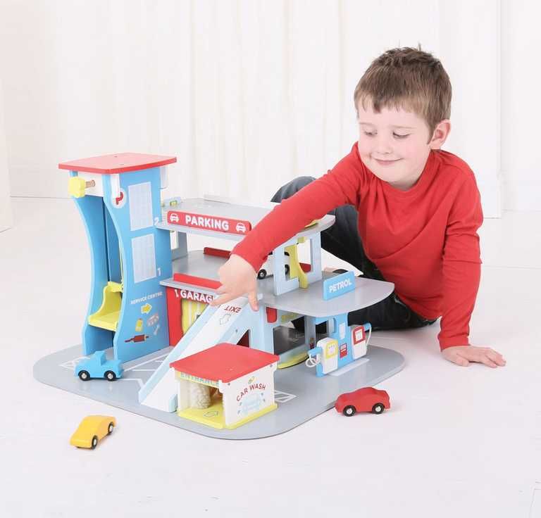 Bigjigs Toys Dřevěná garáž pro auta - obrázek 2