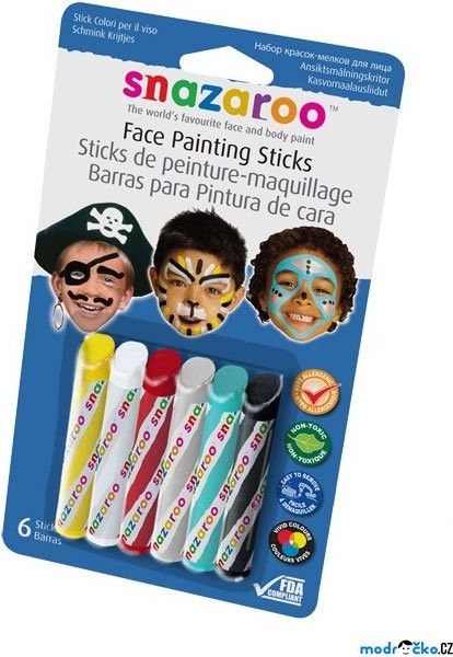 Snazaroo - Tužky na obličej, Chlapecké, 6 barev - obrázek 1