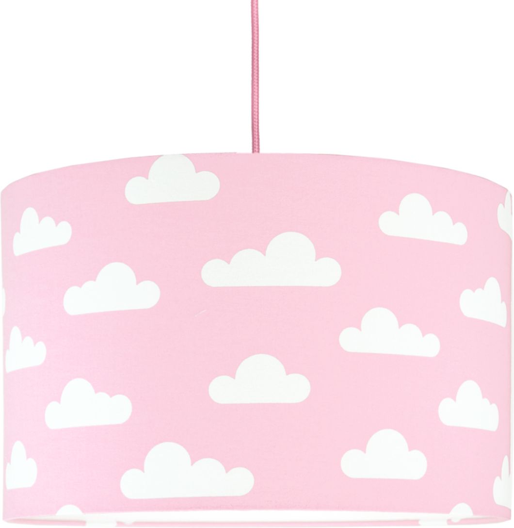 Textilní závěsná lampa Obláčky - růžová - obrázek 1