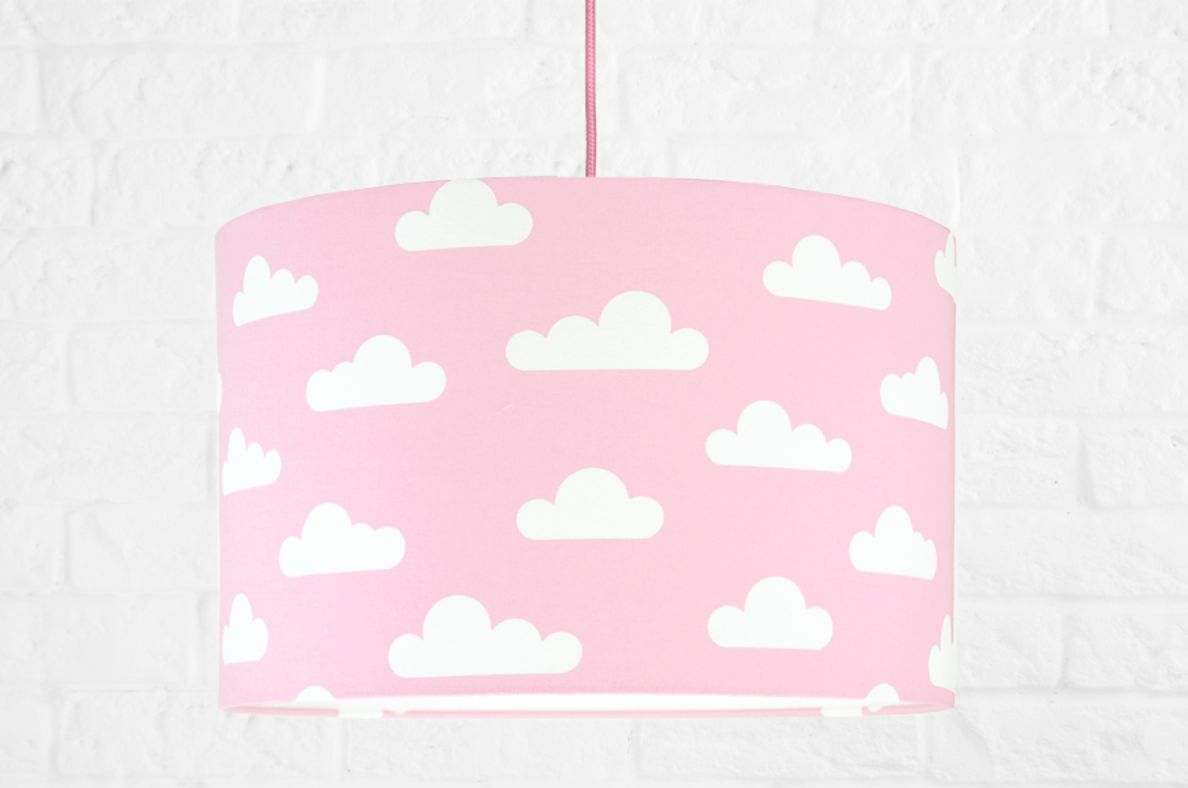 Textilní závěsná lampa Obláčky - růžová - obrázek 2