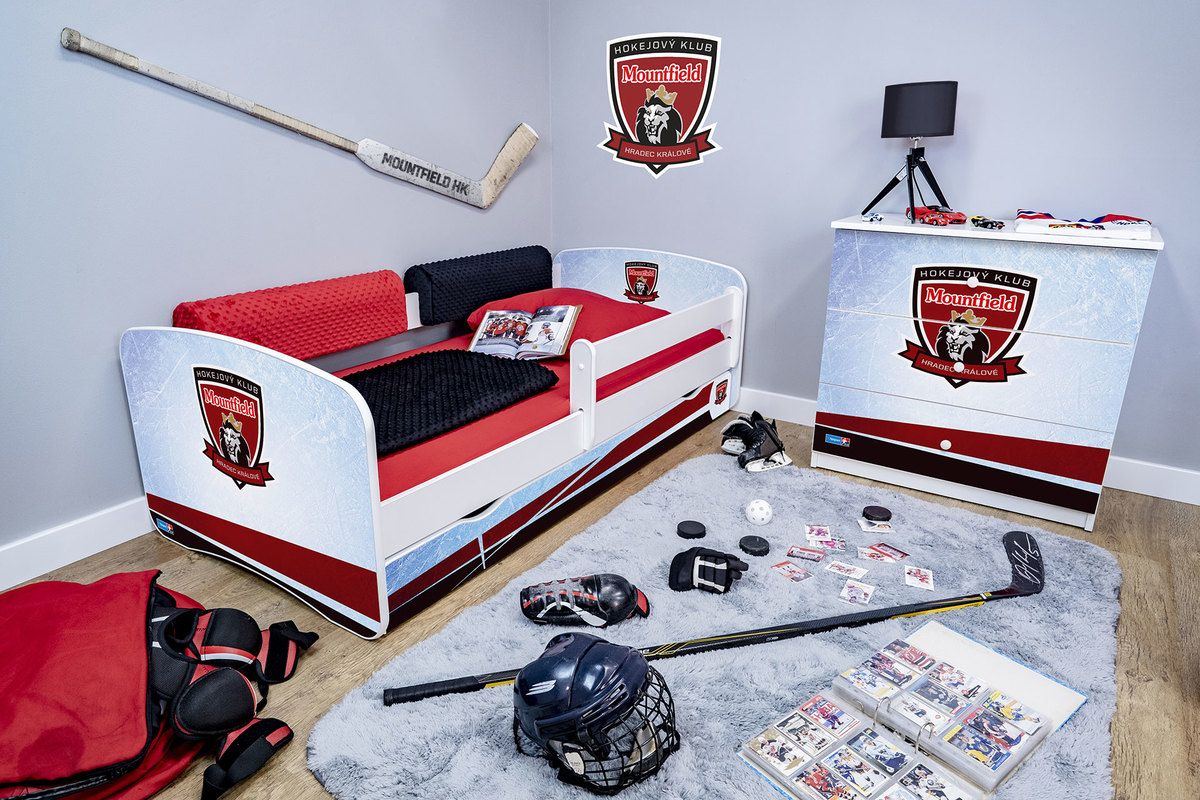 Hokejový pokojíček - Mountfield HK  postel + úložný prostor - obrázek 1