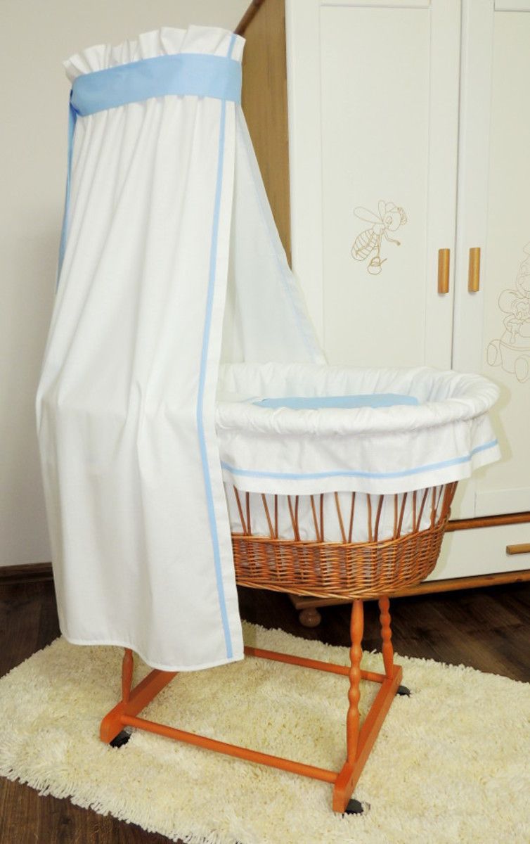 Proutěná postýlka s modrou sadou povlečení  Wicker - obrázek 2