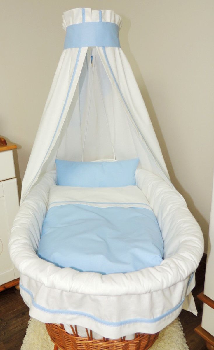 Proutěná postýlka s modrou sadou povlečení  Wicker - obrázek 3