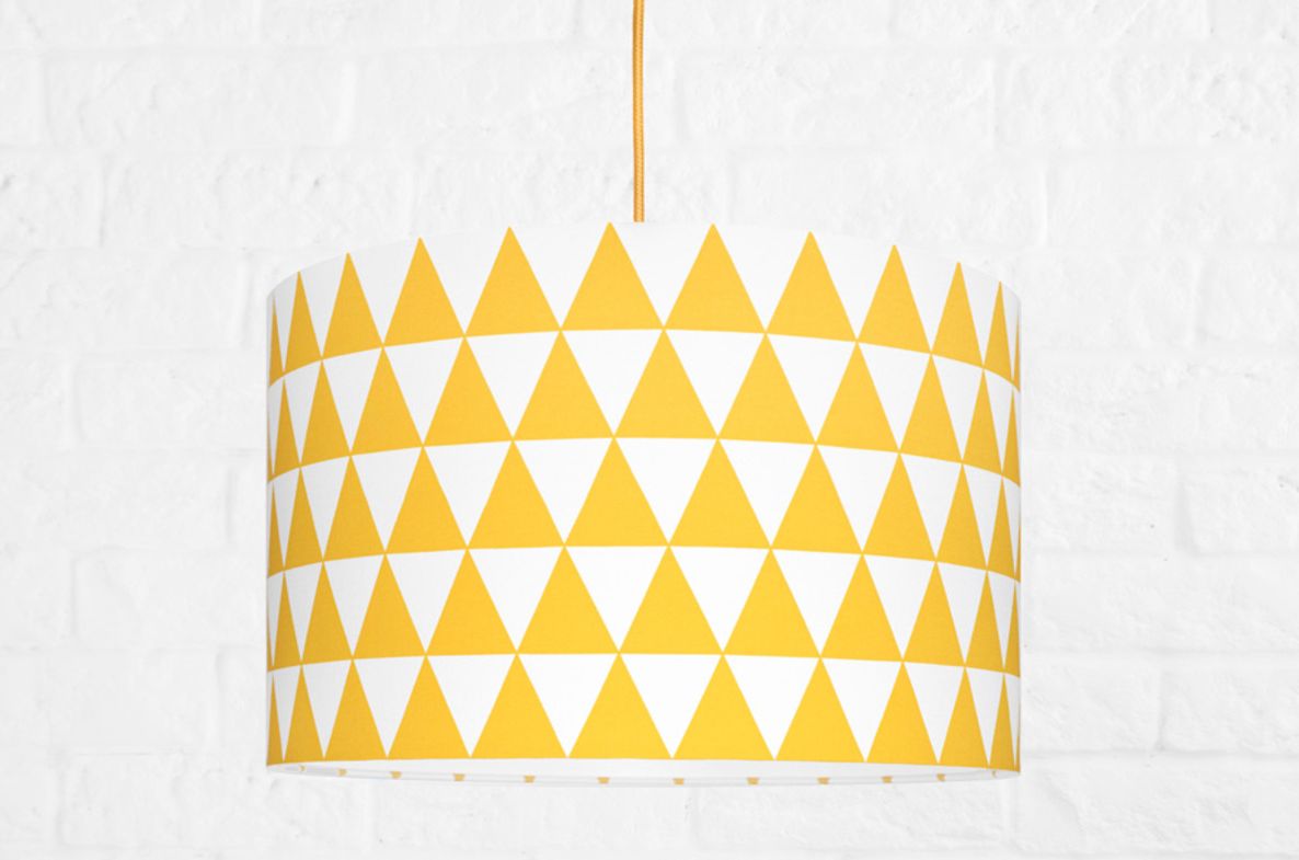 Textilní závěsná lampa Triangle - žlutá - obrázek 2