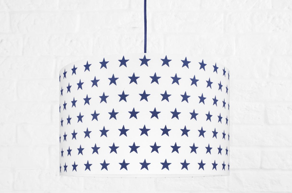 Textilní závěsná lampa Hvězdy - tm. modrá - obrázek 2