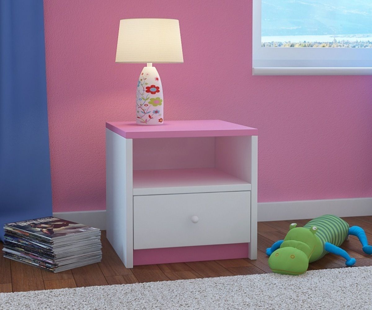 Ourbaby dětský noční stolek - růžovo-bílý - obrázek 1